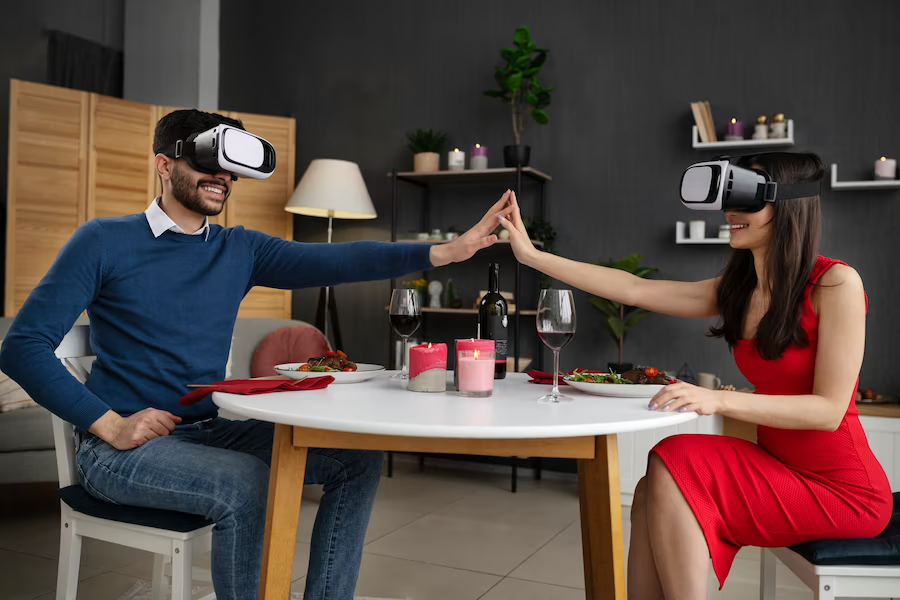 O impacto da tecnologia de realidade virtual e aumentada no entretenimento e no comércio.